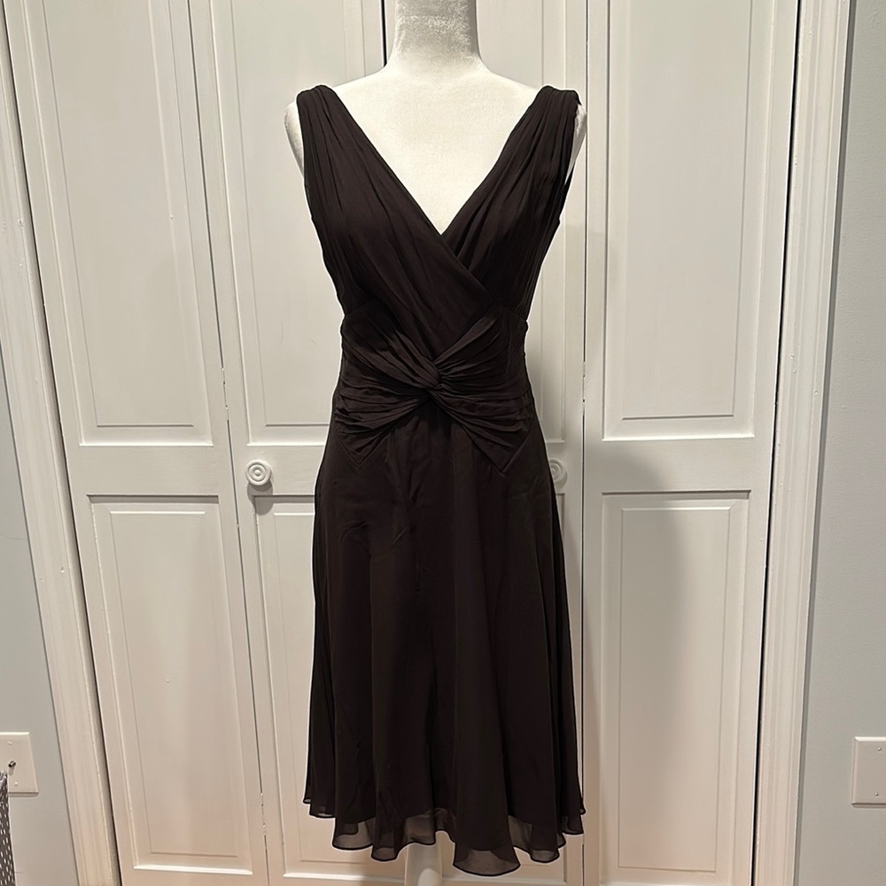 Elegant Brown and Sleeveless Dress